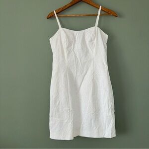 Lilly Pulitzer White Eyelet Lace Lined Spaghetti Strap Sleeveless Shift Dress 0